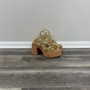 Azalea Gold Strappy Platform Sandals